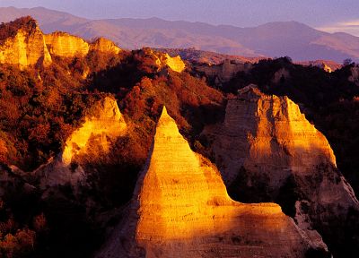 закат, природа, Мельник Пирамиды, Болгария - оригинальные обои рабочего стола