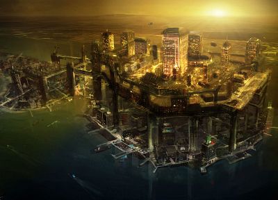 видеоигры, города, футуристический, архитектура, здания, произведение искусства, Deus Ex : Human Revolution - случайные обои для рабочего стола