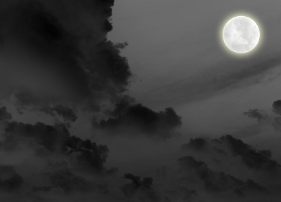 облака, темнота, ночь, Луна - обои на рабочий стол