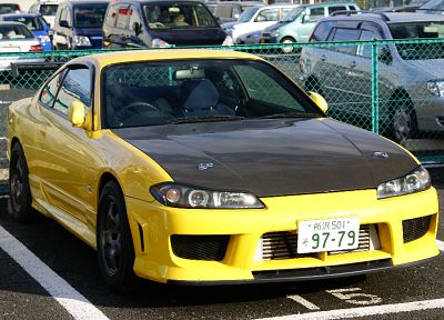 Nissan Silvia, желтые автомобили, номерные знаки - случайные обои для рабочего стола