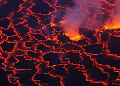 вулканы, лава, Африка, Национальный парк, магма, Конго - обои на рабочий стол