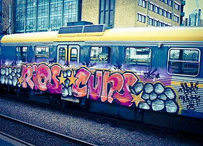 поезда, граффити - оригинальные обои рабочего стола