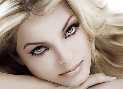 блондинки, девушки, глаза, Ивонн Каттерфельд, произведение искусства, бледная кожа - копия обоев рабочего стола