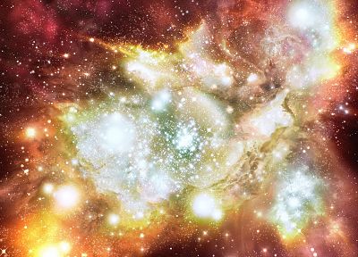 космическое пространство, звезды, галактики, газовое облако - обои на рабочий стол