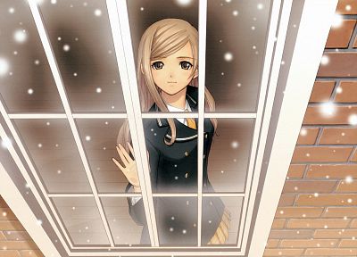Тони Така, школьная форма, оконные стекла, Shining Wind, Touka Kureha, аниме девушки, Сияющий серии - похожие обои для рабочего стола