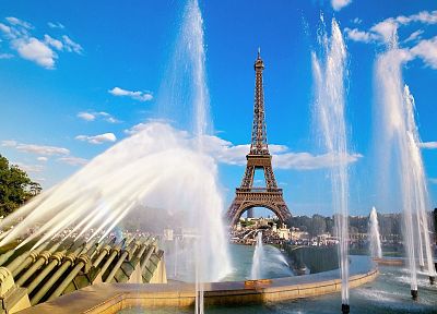 Эйфелева башня, Париж, города, фонтан - обои на рабочий стол