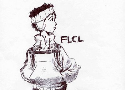FLCL Fooly Cooly, простой фон, Nandaba Наота - копия обоев рабочего стола