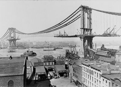 мосты, Манхэттен, строительство - копия обоев рабочего стола