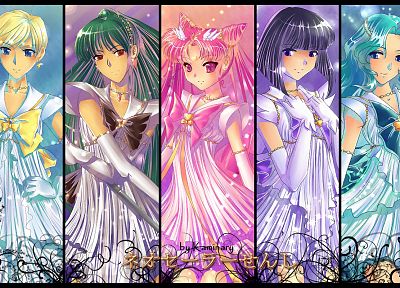 Chibiusa, Сейлор Уран, Сэйлор Нептун, Сейлор Плутон, морская форма, Сейлор Сатурн, Bishoujo Senshi Sailor Moon, Sailor Chibi Moon - случайные обои для рабочего стола