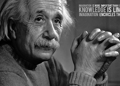 цитаты, знание, Альберт Эйнштейн, монохромный, оттенки серого - случайные обои для рабочего стола