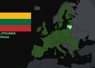 флаги, Европа, карты, Литва, знание, страны, полезно, Вильнюс, Каунас - обои на рабочий стол