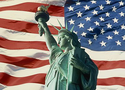США, Статуя Свободы, Американский флаг - случайные обои для рабочего стола