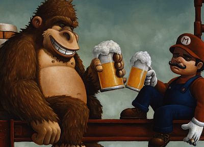 Нинтендо, пиво, видеоигры, Марио, алкоголь, Donkey Kong - оригинальные обои рабочего стола