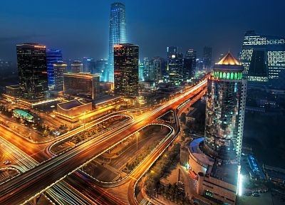города, ночь, длительной экспозиции, HDR фотографии, Тяньцзинь - похожие обои для рабочего стола