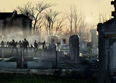 зомби, кладбища - оригинальные обои рабочего стола