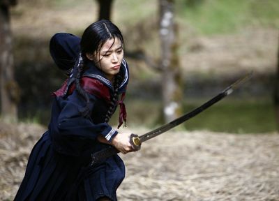 девушки, самурай, Азиаты/Азиатки, корейский, Чон Чжи Хён, мечи - случайные обои для рабочего стола