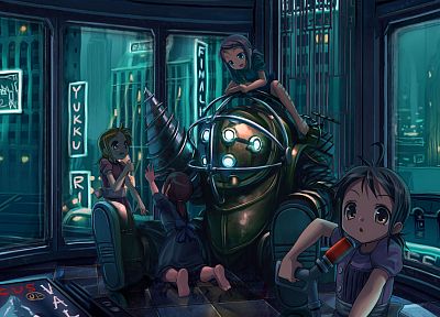 Большой папа, Little Sister, BioShock - копия обоев рабочего стола