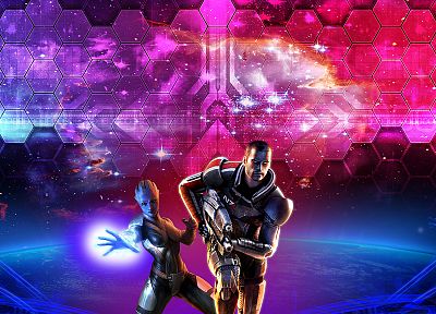 Mass Effect, Асари, BioWare, Командор Шепард - копия обоев рабочего стола