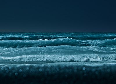 вода, океан, природа, ночь, волны, монохромный - копия обоев рабочего стола