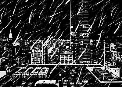 черно-белое изображение, города, произведение искусства - случайные обои для рабочего стола