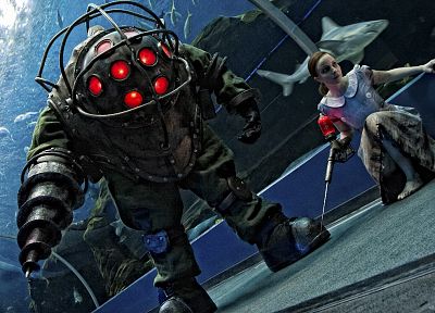 видеоигры, Большой папа, Little Sister, BioShock - копия обоев рабочего стола