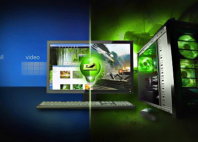 зеленый, геймер, PC Моды - копия обоев рабочего стола