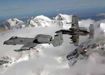 горы, снег, самолет, военный, самолеты, А-10 Thunderbolt II - обои на рабочий стол