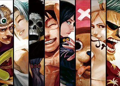 One Piece ( аниме ), Нико Робин, Roronoa Зоро, Фрэнки ( One Piece ), Тони Тони Чоппер, Брук ( One Piece ), Обезьяна D Луффи, Нами ( One Piece ), Usopp, Санджи ( One Piece ) - копия обоев рабочего стола