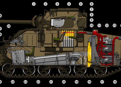 танки, вырезом, M4 Sherman - оригинальные обои рабочего стола