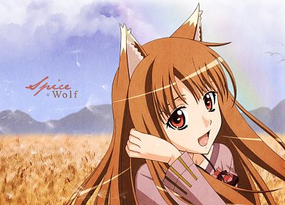 Волчица и пряности, уши животных, Холо Мудрый Волк - оригинальные обои рабочего стола