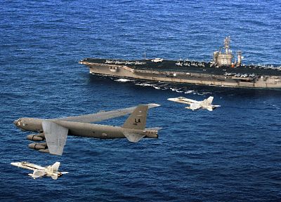 военный, самолеты, бомбардировщик, Б-52 Stratofortress, транспортные средства, авианосцы, F- 18 Hornet, линкоры - оригинальные обои рабочего стола