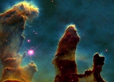 космическое пространство, звезды, Хаббл, Столпы Творения, туманность Орел - оригинальные обои рабочего стола