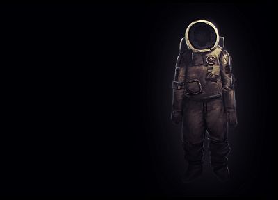 астронавты, скафандры, произведение искусства, темный фон - случайные обои для рабочего стола