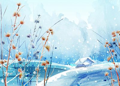 природа, зима, произведение искусства - оригинальные обои рабочего стола