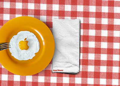 яйца, Эппл (Apple), логотипы, вилки, яичница - случайные обои для рабочего стола
