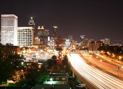 города, Грузия, здания, Атланта, городские огни, длительной экспозиции, города - обои на рабочий стол