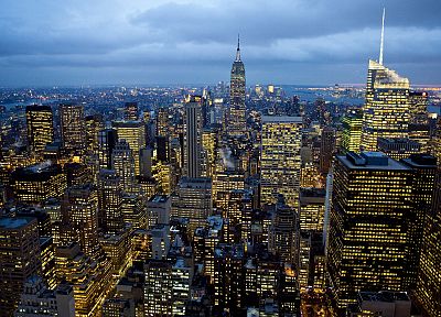облака, города, огни, Нью-Йорк, небоскребы - похожие обои для рабочего стола