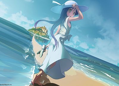 девушки, Счастливая Звезда (Лаки Стар), аниме, Izumi Каната, пляжи - оригинальные обои рабочего стола