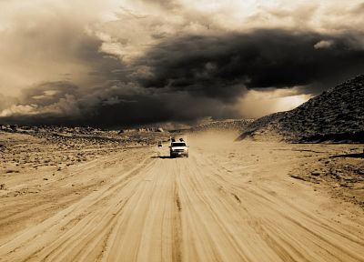 автомобили, пустыня, stormchasing - случайные обои для рабочего стола
