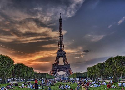 Эйфелева башня, Париж, Франция, HDR фотографии, Марсово - похожие обои для рабочего стола