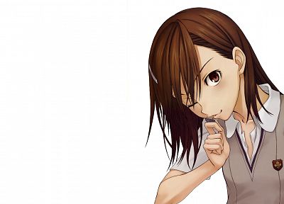 монеты, школьницы, короткие волосы, Мисака Микото, Toaru Kagaku no Railgun, аниме девушки, белый фон, Toaru Majutsu no Index - оригинальные обои рабочего стола