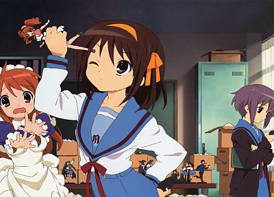 школьная форма, Меланхолия Харухи Судзумии, аниме девушки, морская форма - случайные обои для рабочего стола