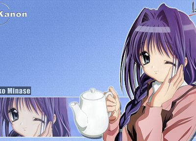 Канон, фиолетовые волосы, аниме девушки, Minase Акико - оригинальные обои рабочего стола