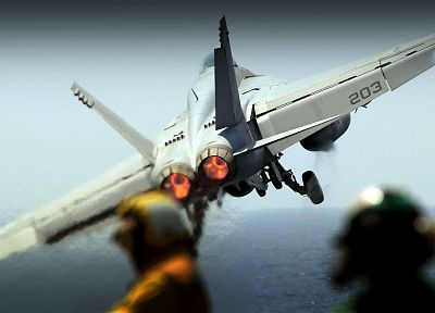 самолеты, военно-морской флот, транспортные средства, авианосцы, F- 18 Hornet, форсажная камера, истребители - оригинальные обои рабочего стола