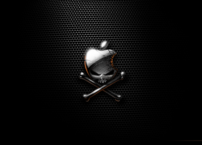 Эппл (Apple), череп и скрещенные кости, логотипы - копия обоев рабочего стола