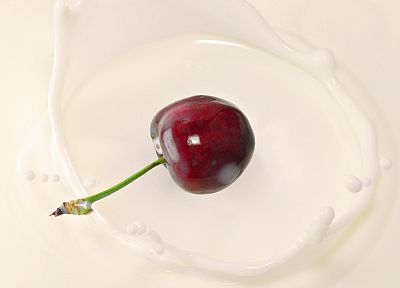 фрукты, вишня, белый фон - обои на рабочий стол