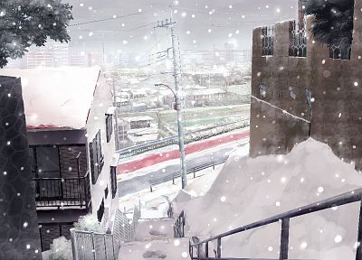 снег, города - оригинальные обои рабочего стола