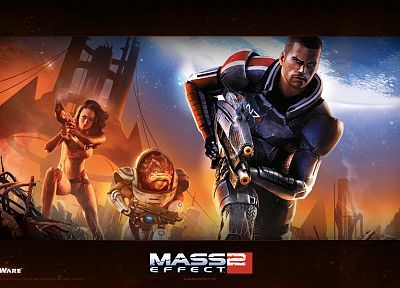 Mass Effect, Миранда Лоусон, Командор Шепард, Грунт ( Mass Effect ) - копия обоев рабочего стола