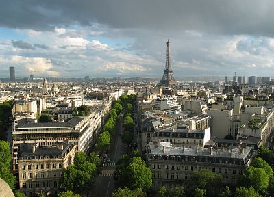 Эйфелева башня, Париж, облака, города, здания, Европа - обои на рабочий стол