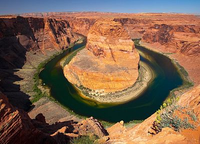 природа, пустыня, каньон, Аризона, Гранд-Каньон, подкова, скальные образования, Река Колорадо - копия обоев рабочего стола